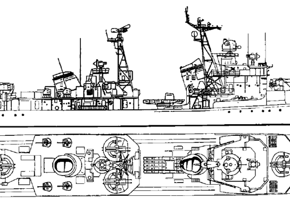 Эсминец СССР Naporystyy 1973 [Kotlin-class Destroyer] - чертежи, габариты, рисунки